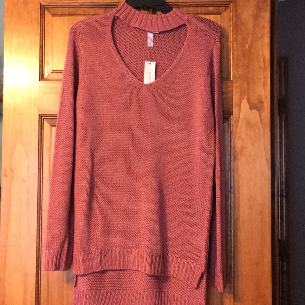 Long sleeve cut out neck sweater
